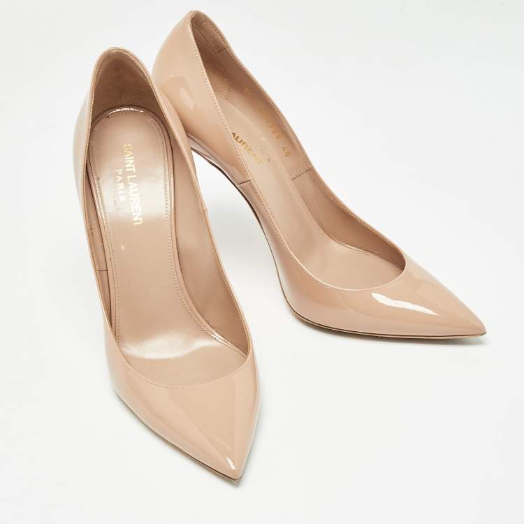 Pre Owned Saint Laurent Beige Patent Leather Anja Pumps Size 40