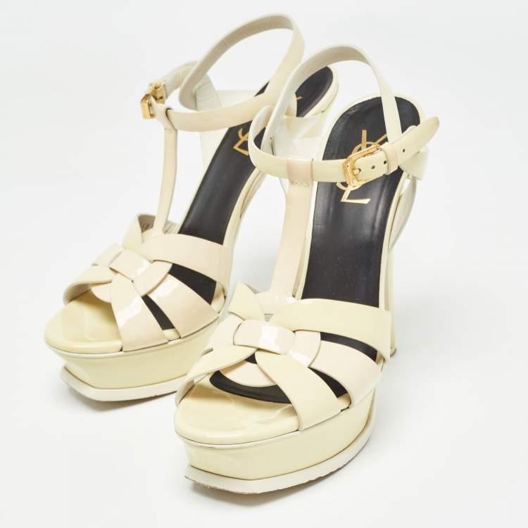 シューズ・サンダルその他 SAINT LAURENT Patent sandals White Patent leather sandal Yves Saint Laurent White size 37 EU in