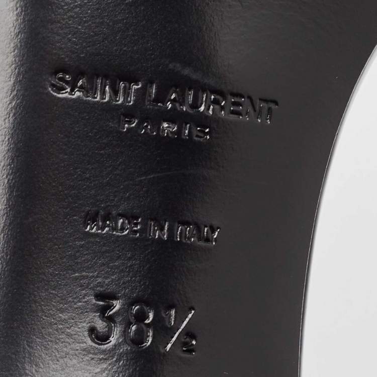 Pre Owned Saint Laurent Black Patent  Jane Bow Ankle Strap Sandals Size 38.5
