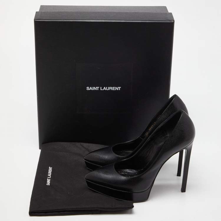 Pre Owned Saint Laurent Black Leather Anja Pumps Size 37.5