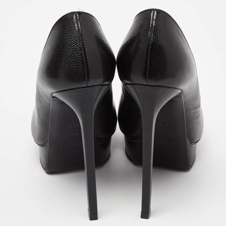 Pre Owned Saint Laurent Black Leather Anja Pumps Size 37.5