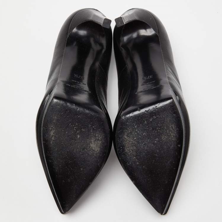 Pre Owned Saint Laurent Black Leather Anja Pumps Size 37.5