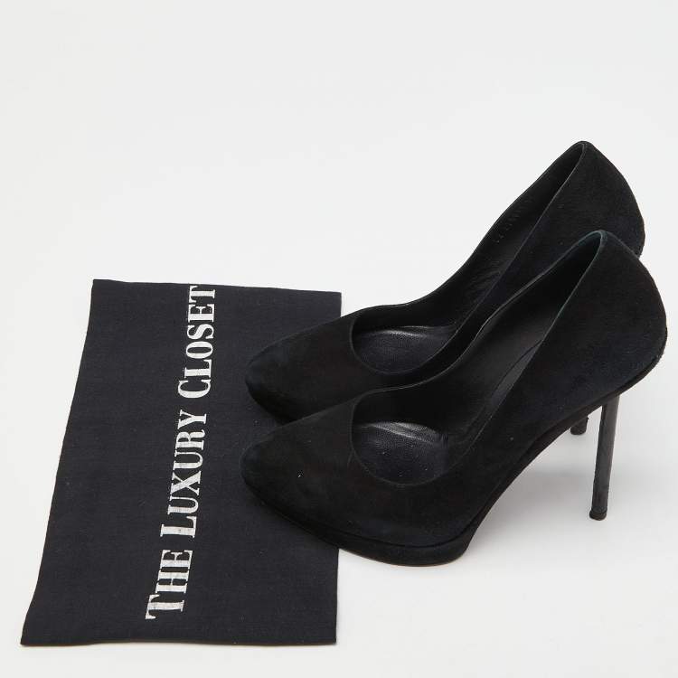 Pre Owned Saint Laurent Black Suede Janis Pumps Size 37