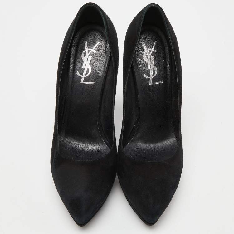 Pre Owned Saint Laurent Black Suede Janis Pumps Size 37