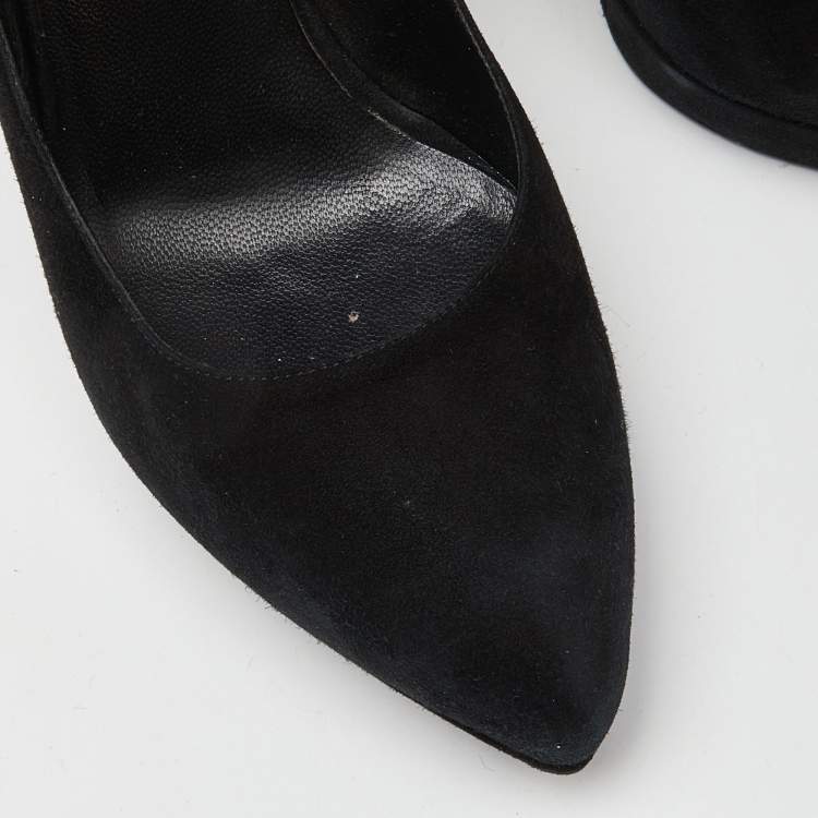 Pre Owned Saint Laurent Black Suede Janis Pumps Size 37