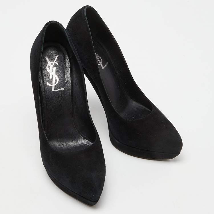 Pre Owned Saint Laurent Black Suede Janis Pumps Size 37