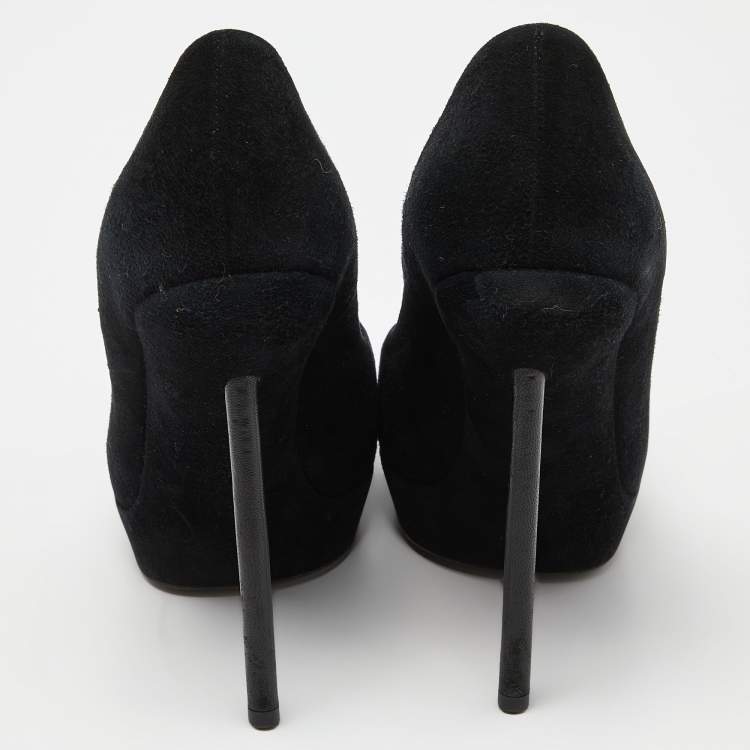 Pre Owned Saint Laurent Black Suede Janis Pumps Size 37