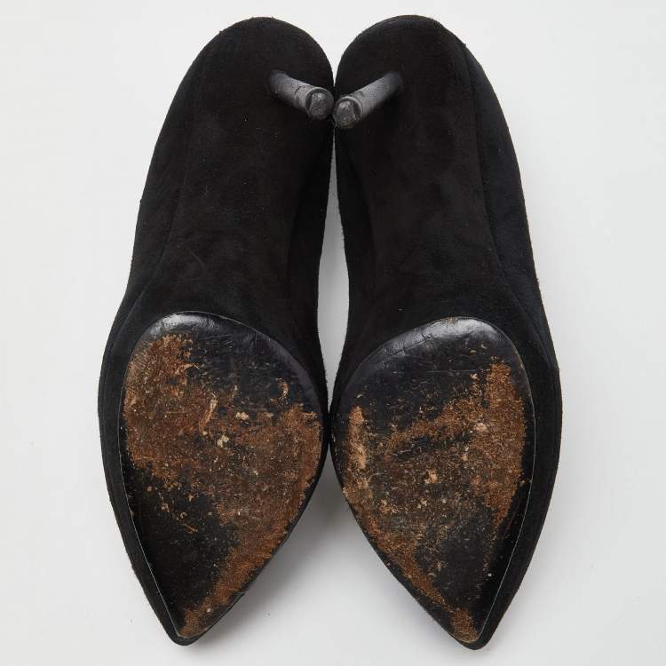 Pre Owned Saint Laurent Black Suede Janis Pumps Size 37