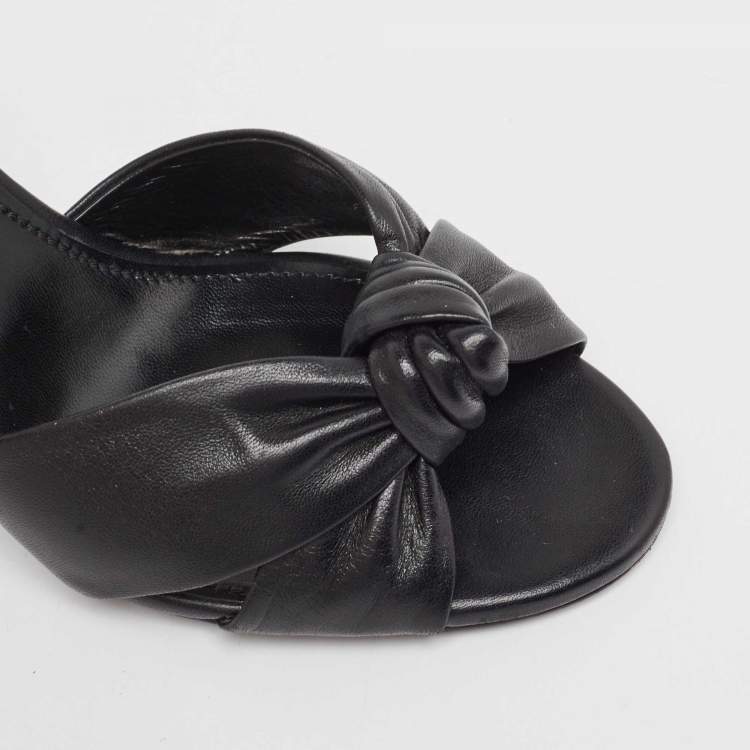 Pre Owned Saint Laurent Black Leather Bianca Slide Sandals Size 37.5
