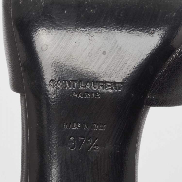 Pre Owned Saint Laurent Black Leather Bianca Slide Sandals Size 37.5