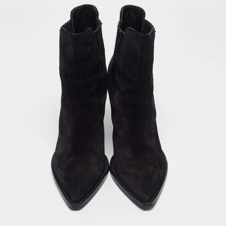 Pre Owned Saint Laurent Black Suede Theo Chelsea Boots Size 41.5