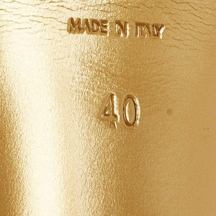 Pre Owned Saint Laurent Gold Tribute Ankle Wrap Sandals Size 40