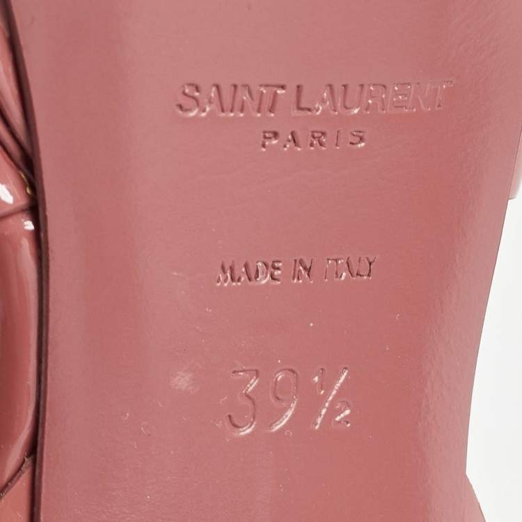 Pre Owned Saint Laurent Pink Patent Leather Tribute Sandals Size 39.5