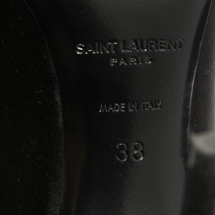 Pre Owned Saint Laurent Black Satin Pointed Toe Pumps Size 38
