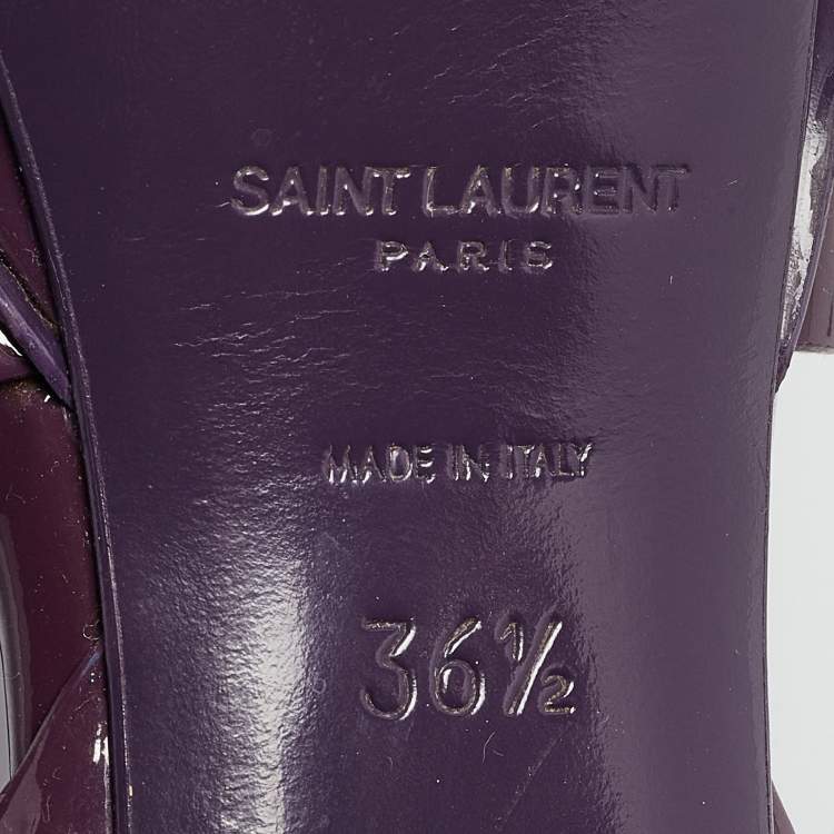 مملوكة مسبقًا Saint Laurent Purple Patent Leather Tribute Sandals Size 36.5