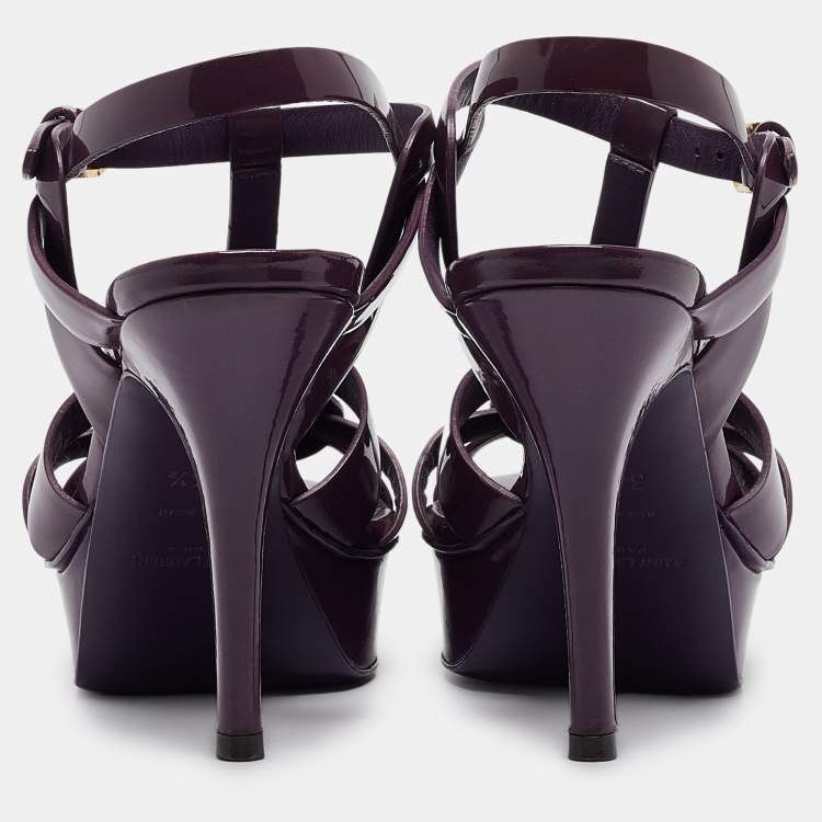 مملوكة مسبقًا Saint Laurent Purple Patent Leather Tribute Sandals Size 36.5