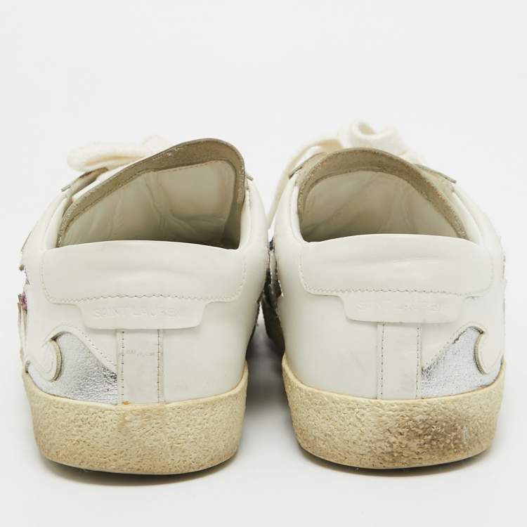 Pre Owned Saint Laurent White Leather Court Classic Sneakers Size 37