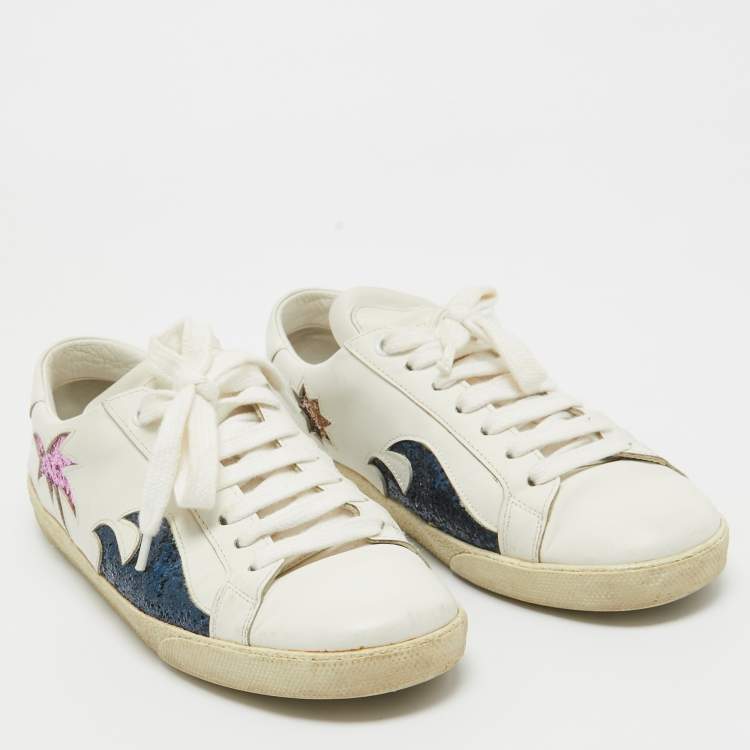 Pre Owned Saint Laurent White Leather Court Classic Sneakers Size 37
