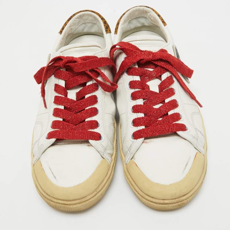 Pre Owned Saint Laurent White Leather Court Classic Sneakers Size 37