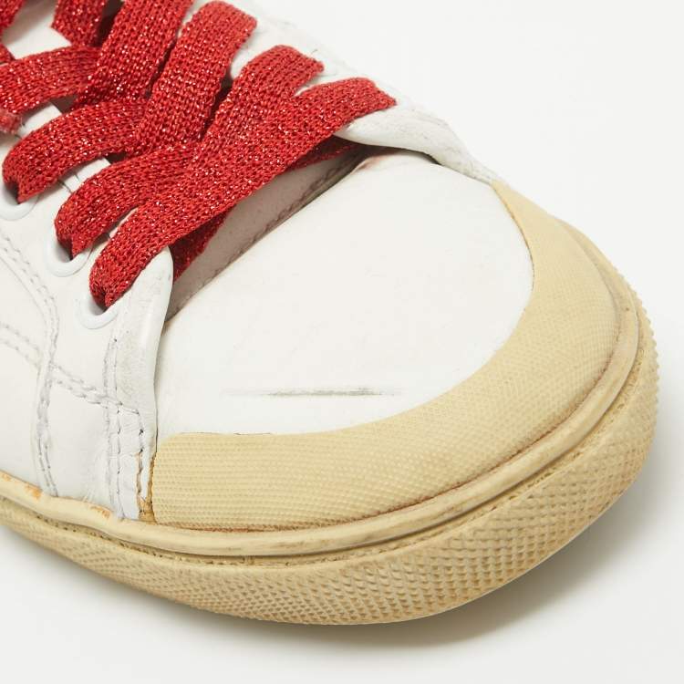 Pre Owned Saint Laurent White Leather Court Classic Sneakers Size 37