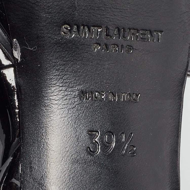Pre Owned Saint Laurent Black Patent Leather Tribute Sandals Size 39.5