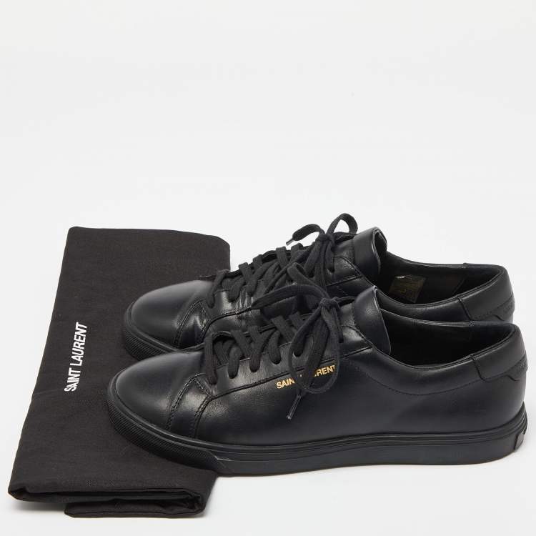 Pre Owned Saint Laurent Black Leather Andy Low Top Sneakers Size 39.5