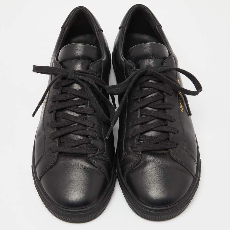 Pre Owned Saint Laurent Black Leather Andy Low Top Sneakers Size 39.5