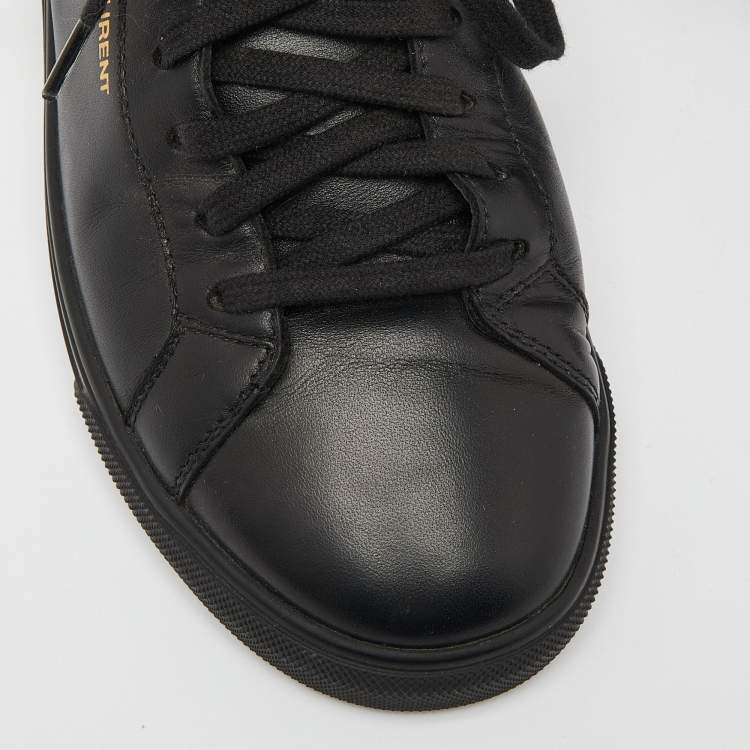 Pre Owned Saint Laurent Black Leather Andy Low Top Sneakers Size 39.5