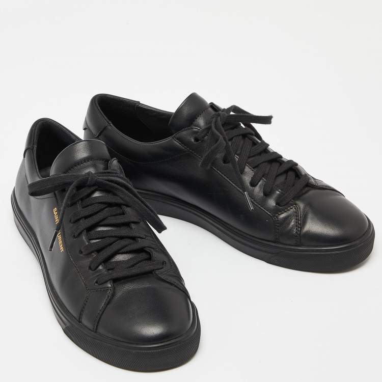 Pre Owned Saint Laurent Black Leather Andy Low Top Sneakers Size 39.5