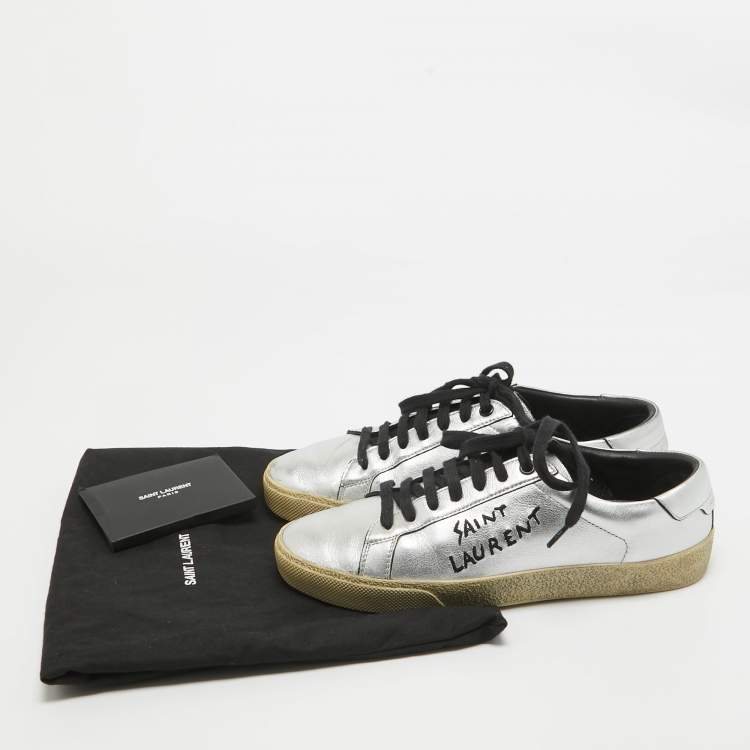 Pre Owned Saint Laurent Silver Leather Court Classic Sneakers Size 37