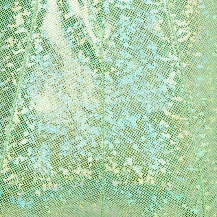 Pre Owned Saks Potts Poison Green Foil Print Jersey Leggings S