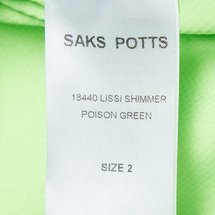 Pre Owned Saks Potts Poison Green Foil Print Jersey Leggings S