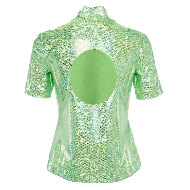 مملوكة مسبقًا Saks Potts Poison Green Foil Print Jersey Cut-Out Top S