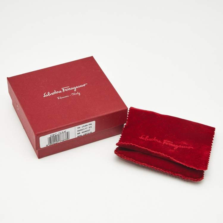 Pre Owned Salvatore Ferragamo Brown Leather Gold Tone Wrap Bracelet