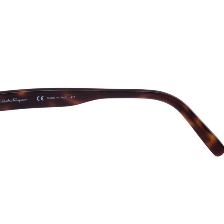 Pre Owned Salvatore Ferragamo Brown/Green Tortoise SF827S Square Sunglasses 