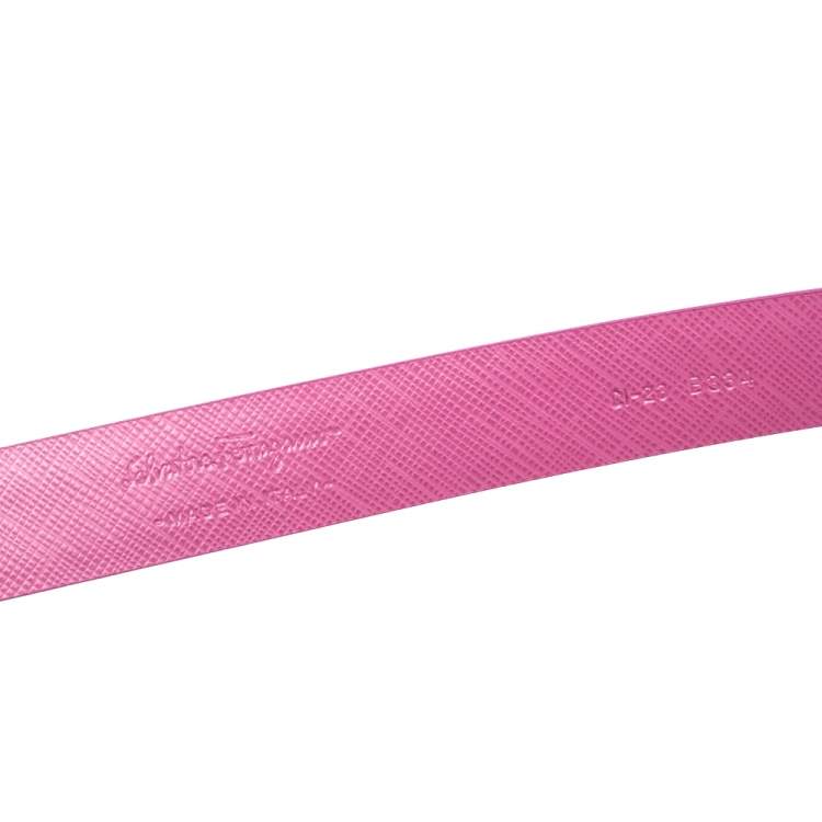 Pre Owned Salvatore Ferragamo Anemone Pink Leather Bow Belt 95CM
