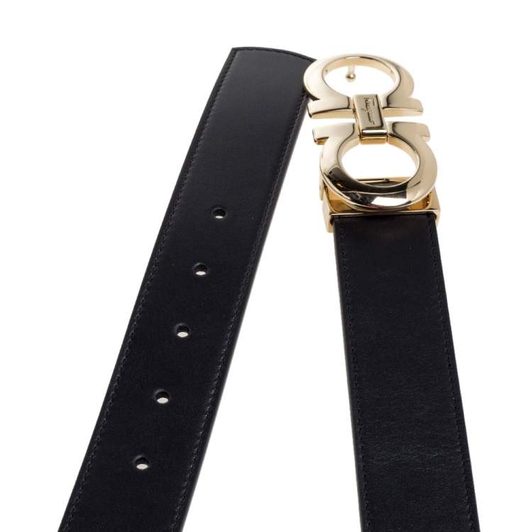 مملوكة مسبقًا Salvatore Ferragamo Black Leather Hickory Buckle Belt 110CM