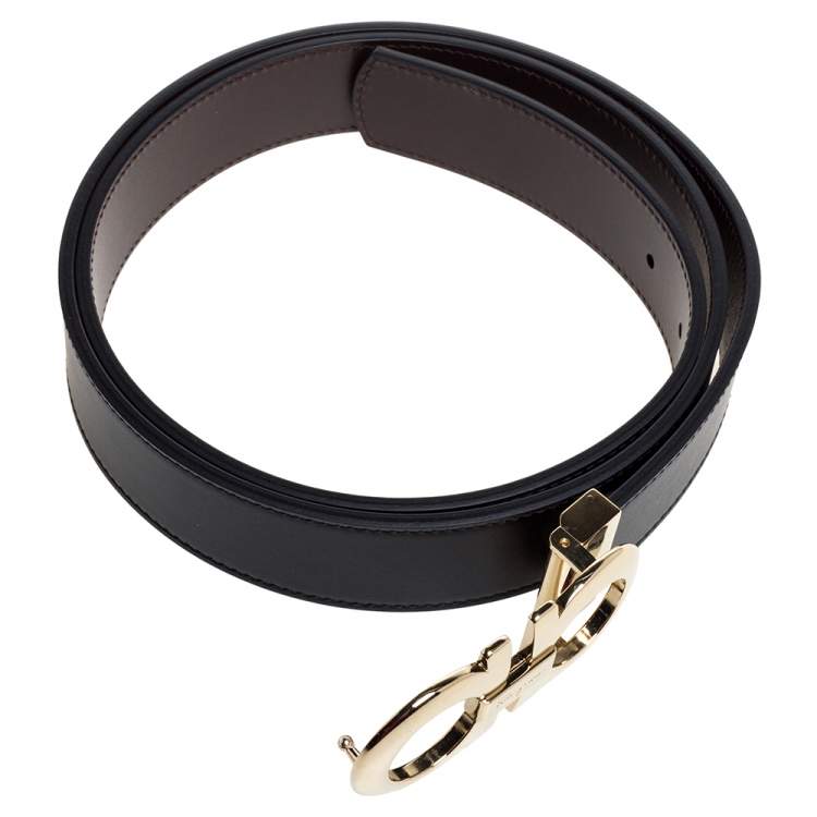 مملوكة مسبقًا Salvatore Ferragamo Black Leather Hickory Buckle Belt 110CM