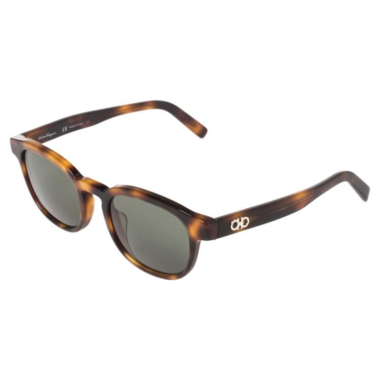 مملوكة مسبقًا Salvatore Ferragamo Havana/Green SF866S Oval Sunglasses