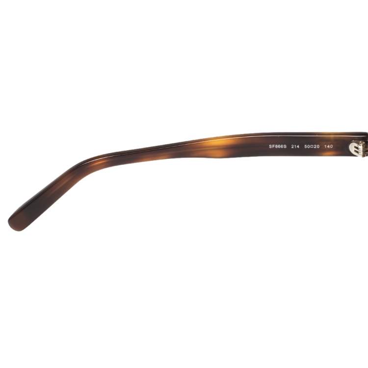 مملوكة مسبقًا Salvatore Ferragamo Havana/Green SF866S Oval Sunglasses