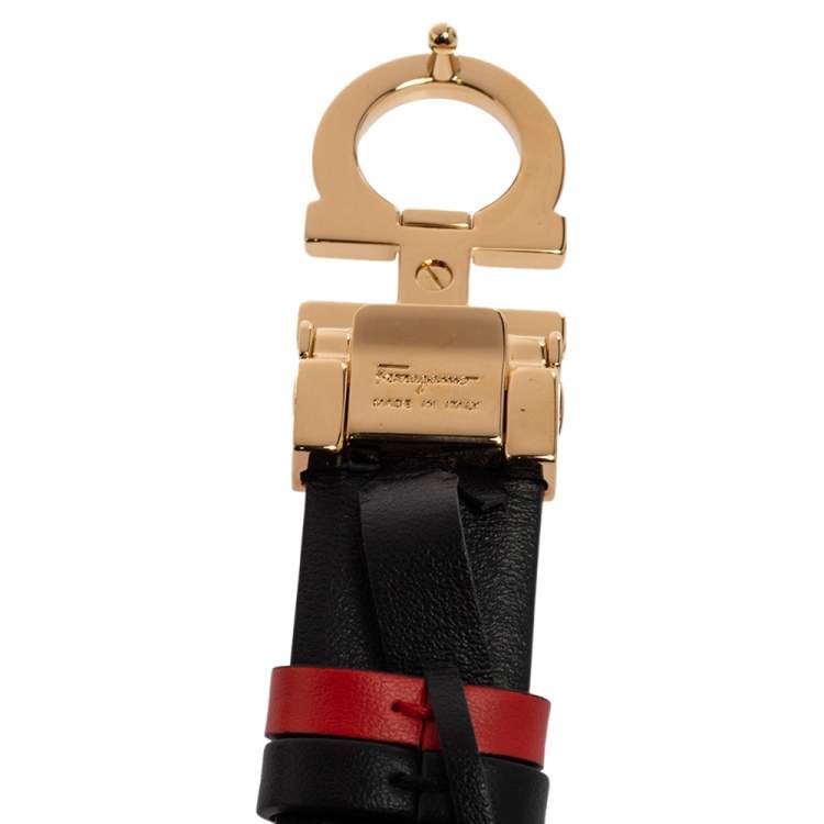 مملوكة مسبقًا Salvatore Ferragamo Red/Black Leather Gancini Reversible Belt 100CM