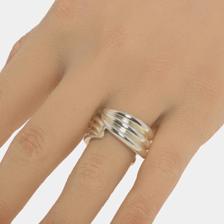 Pre Owned Salvatore Ferragamo Wedge Sterling Silver Band Ring Sz. 7.5