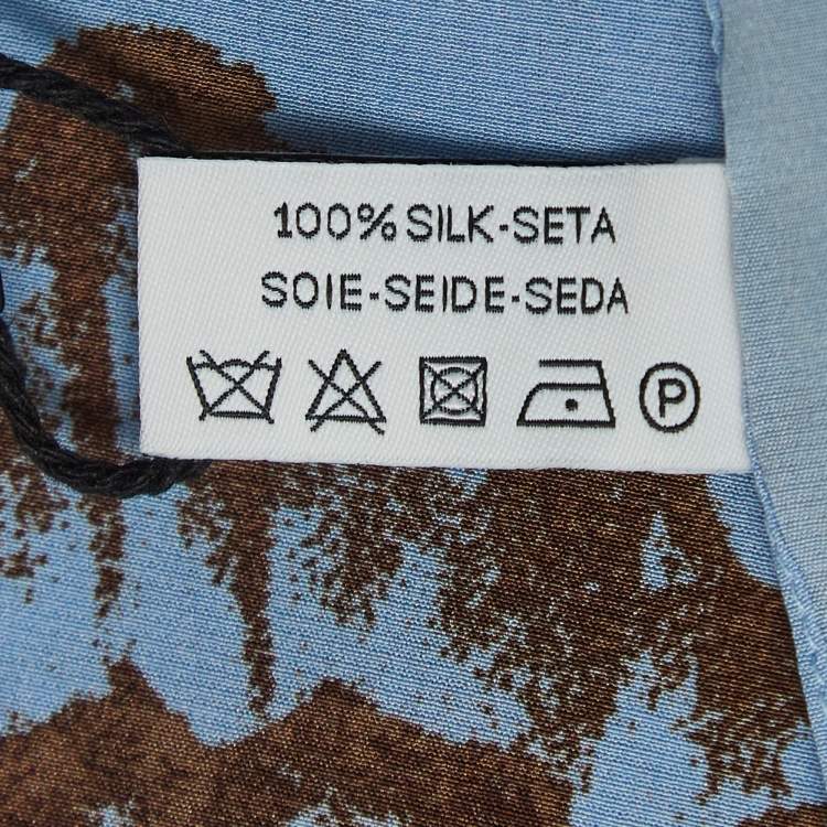 Pre Owned Salvatore Ferragamo Blue Poppy Print Silk Scarf