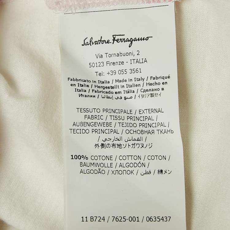 Pre Owned Salvatore Ferragamo Pink Printed Jersey Sequin Detail T-Shirt S