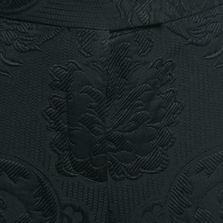Pre Owned Salvatore Ferragamo Black Floral Jacquard Lace-Up Trousers M
