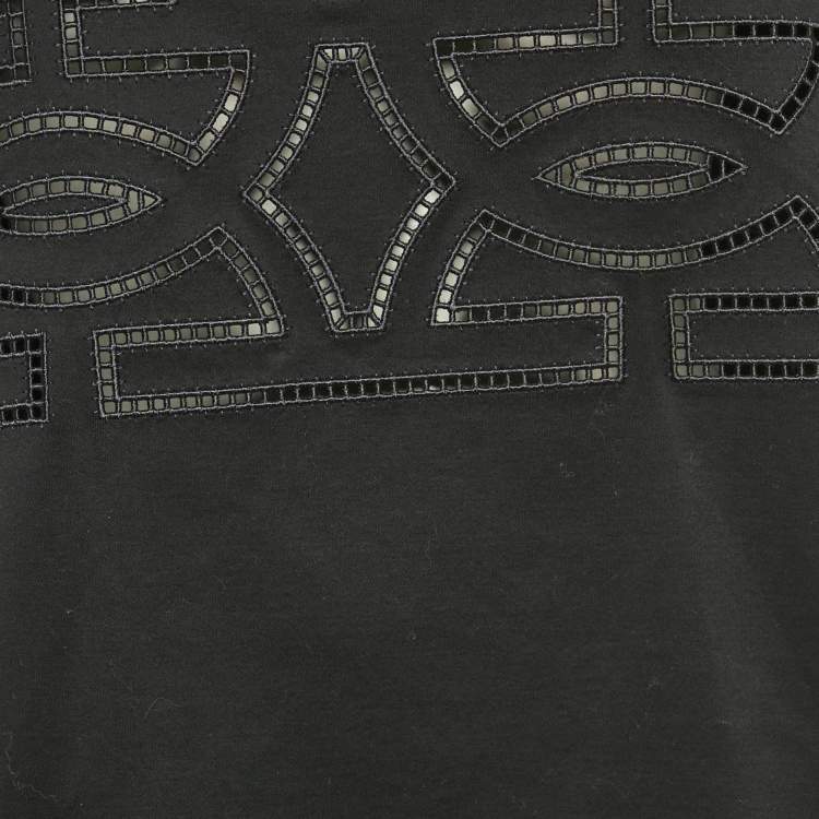 Pre Owned Salvatore Ferragamo Black Jersey Cut-Out Detail Top L