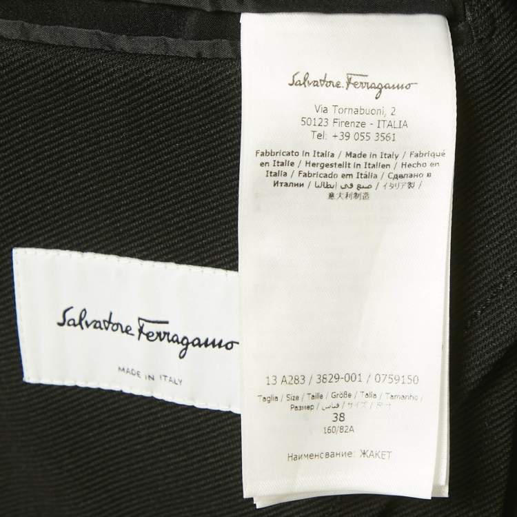 Pre Owned Salvatore Ferragamo Black Gabardine Single Breasted Blazer S