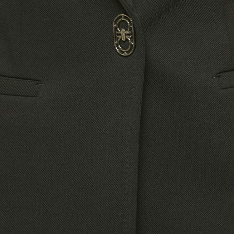 Pre Owned Salvatore Ferragamo Black Gabardine Single Breasted Blazer S