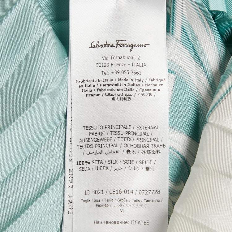 Pre Owned Salvatore Ferragamo Blue Floral Print Satin Plisse Midi Dress M