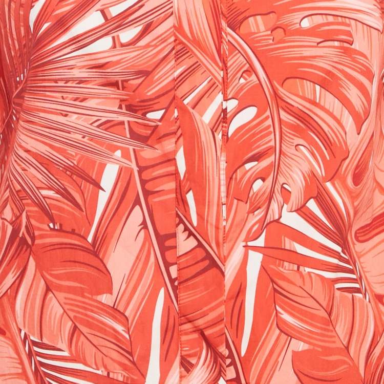 Pre Owned Salvatore Ferragamo Red Tropical Print Cotton Shirt S